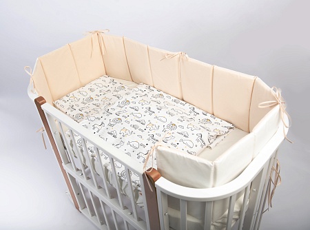 Комплект в кроватку с стандартными бортиками "Villet" (молочный/капучино)