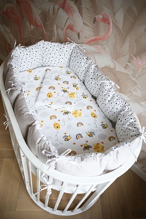 Комплект в кроватку с универсальными бортиками "Doppio" (серый)