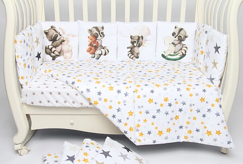 Комплект 17 предметов "Енотик с игрушками" сатин Комплект 17 предметов "Енотик с игрушками" сатин