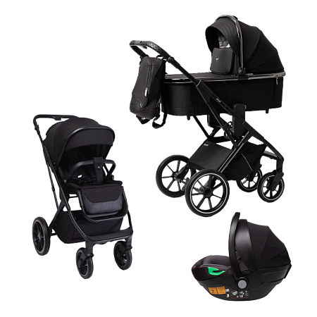 Коляска детская Peppy Tecla 3 в 1 Shadow Black Chrome Edition (Черный) (автолюлька+адаптеры Peppy) 