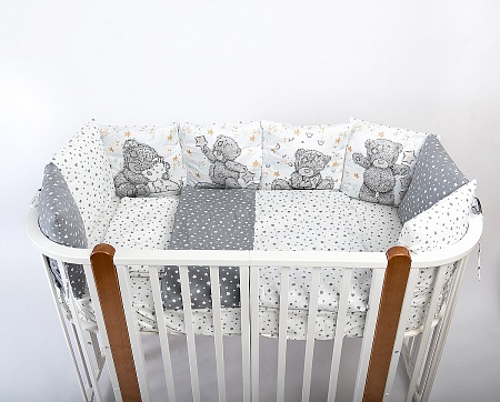 Комплект 17 предметов "Мишка Тедди" серый сатин