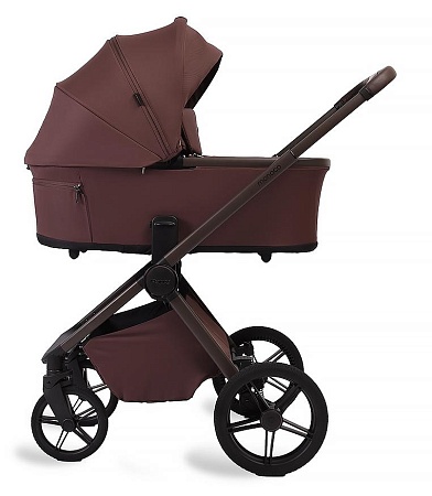 Коляска детская Peppy Monaco Plus 2 в 1 Burgundy (винный), рама коричневая