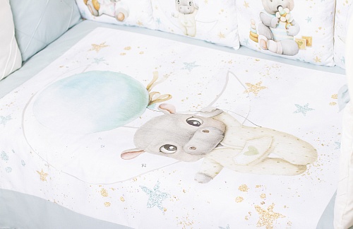 Комплект Премиум ПАННО "Бегемотики" (мятный) сатин Комплект Премиум ПАННО "Бегемотики" (мятный) сатин