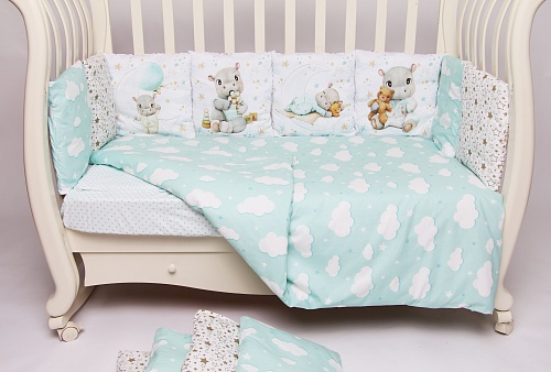 Комплект 17 предметов "Бегемотики" сатин Комплект 17 предметов "Бегемотики" сатин