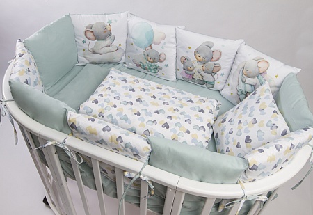 Комплект 17 предметов "Малыш мышонок" мята сатин