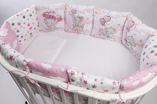 Комплект 17 предметов "Слоник"(розовый) сатин Комплект 17 предметов "Слоник"(розовый) сатин