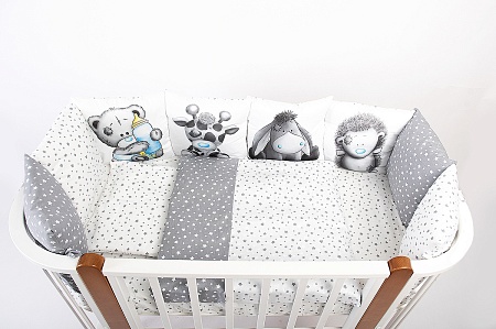 Комплект 17 предметов "Любимые игрушки" серый сатин