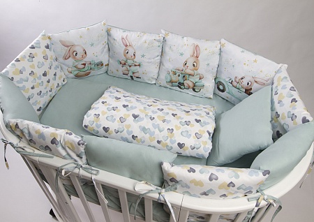 Комплект 17 предметов "Зайчонок"(мятный) сатин