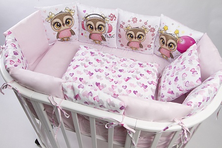 Комплект 17 предметов "Совята" сатин розовый