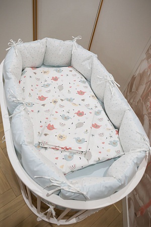 Комплект в кроватку с универсальными бортиками "Doppio" (мятный)