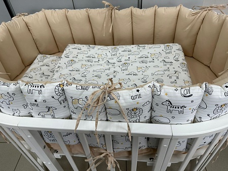 Комплект в кроватку с универсальными бортиками "Villet" (олива/кофе)