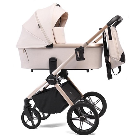 Коляска детская Peppy Monaco 2 в 1 Beige (бежевый), рама беж, шлифованный алюминий