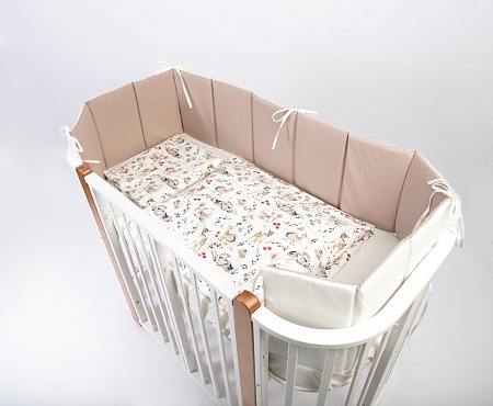 Комплект в кроватку с стандартными бортиками "Villet" (молочный/кофе)