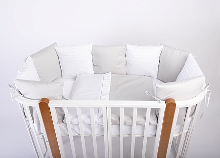 Комплект в кроватку подушками "Candy" (серый/белый) сатин