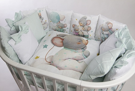 Комплект Премиум ПАННО "Малыш мышонок" (мята) 