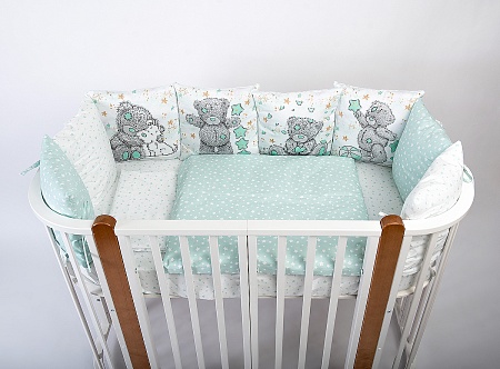 Комплект 17 предметов "Мишка Тедди" мята сатин